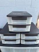 Lot of 6 Black and Clear Plastic Storage Drawers