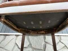 Pair of Wood Framed Arm Chairs with Leather Seats