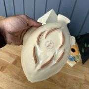Hand Painted Pottery Fish Plate and Two Decorative Birdhouses