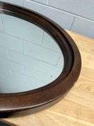 Dark Wood Framed Round Mirror