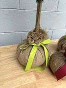 Set of Three Decorative Christmas Trees with Burlap Bases
