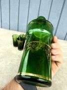 Czech Emerald Green Glass Decanter Set with Six Glasses