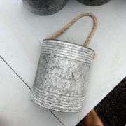 Lot of Galvanized Metal Buckets with Rope Handles