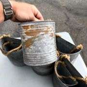 Lot of Galvanized Metal Buckets with Rope Handles