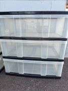 Lot of 6 Black and Clear Plastic Storage Drawers