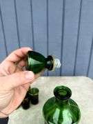 Czech Emerald Green Glass Decanter Set with Six Glasses