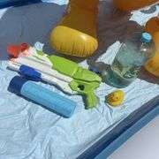 Inflatable Dinosaur Pool with Basketball Hoops & Water Toys