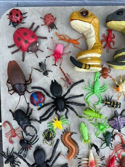 Collection of Plastic Insects and Snake Toys