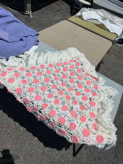 Group of Hand-Knit and Crocheted Blankets, Shawls and Cardigans