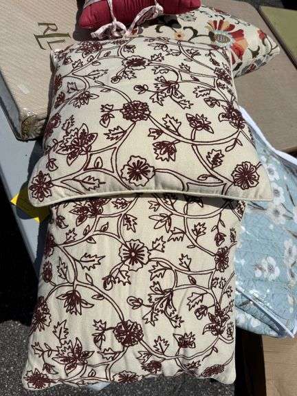 Assorted Decorative Pillows and Ralph Lauren Cotton Bed Blanket