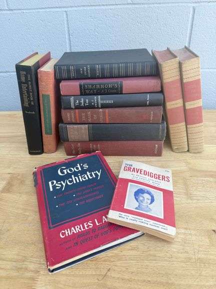 Collection of Antique and Vintage Hardcover Books Including God's Psychiatry and The Gravediggers image