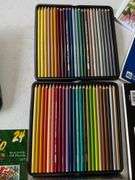 Mixed Lot of Art Supplies: Prismacolor Pencils, Oil Pastels, Watercolor Paper, and Coloring Book