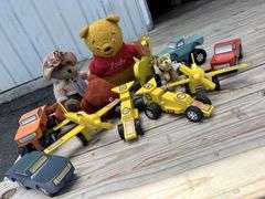 Plush Teddy Bears, Madame Alexander Doll, and Wooden Toy Car/Airplane Collection