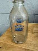 Collection of Glass Milk Bottles with Wooden Crate