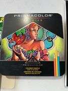 Mixed Lot of Art Supplies: Prismacolor Pencils, Oil Pastels, Watercolor Paper, and Coloring Book