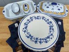 Cake Stand, Serving Dishes, and Napkins Set