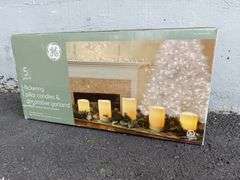 GE Staybright Flickering Pillar Candles & Decorative Garland 5 Piece Set
