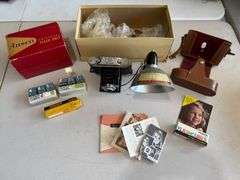 Ansco Camera Outfit with Flash Unit, Case, and Flash Cubes