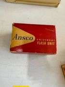 Ansco Camera Outfit with Flash Unit, Case, and Flash Cubes