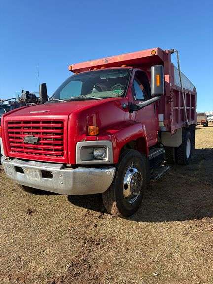 2003 Chevy Red Duramax C7500 Dump Truck