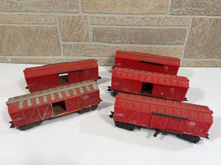 5 - Marx Rolling Stock, Stock Cars; (5) Missouri Pacific Lines I-GN #54099 (3 are operating type) image