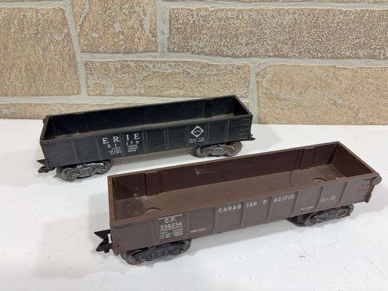 2 - Marx Rolling Stock Gondolas; ERIE #51170, Canadian Pacific CP #339234 image