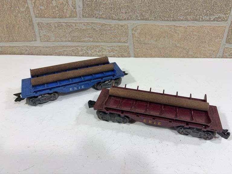 2 - Marx Rolling Stock Dump Cars; ERIE (one blue and maroon) image