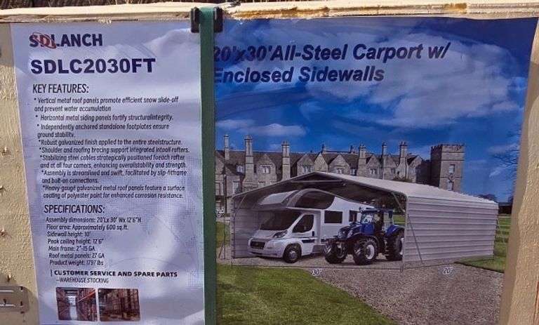 20'x30' All-Steel Carport w/Enclosed Sidewalls image