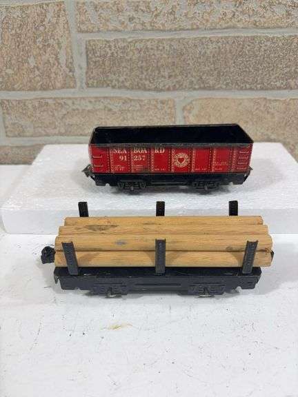 2 - Marx Tin Rolling Stock; Seaboard #91257 Gondola, Log Car image