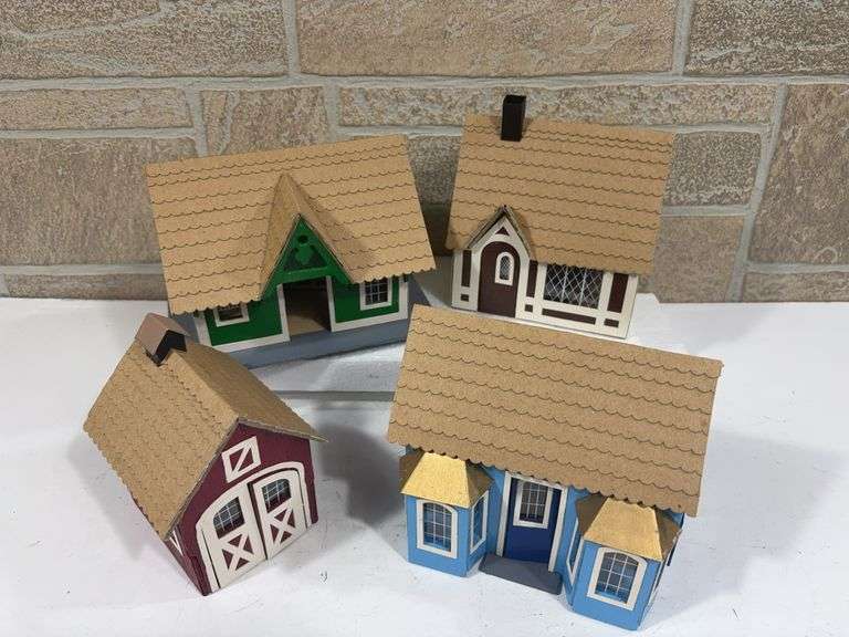4 Handmade Building Kits - Stable, Blue House, Green House, Cottage image