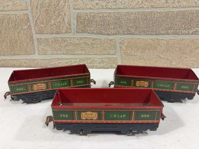3 - Marx Tin Rolling Stock; (3) Rock Island C.R.I.&P. #552 Gondolas image