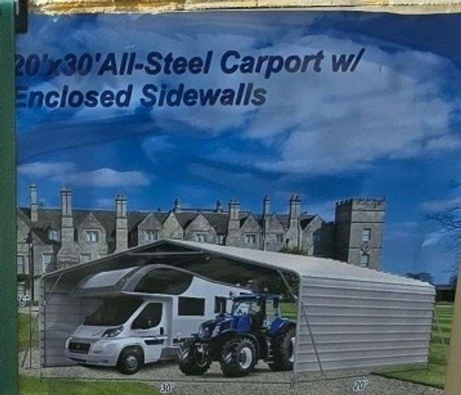 20'x30' All-Steel Carport w/Enclosed Sidewalls image