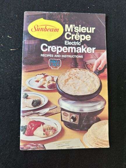 Vintage Sunbeam Electric Crepemaker with Instructions and Recipe Book