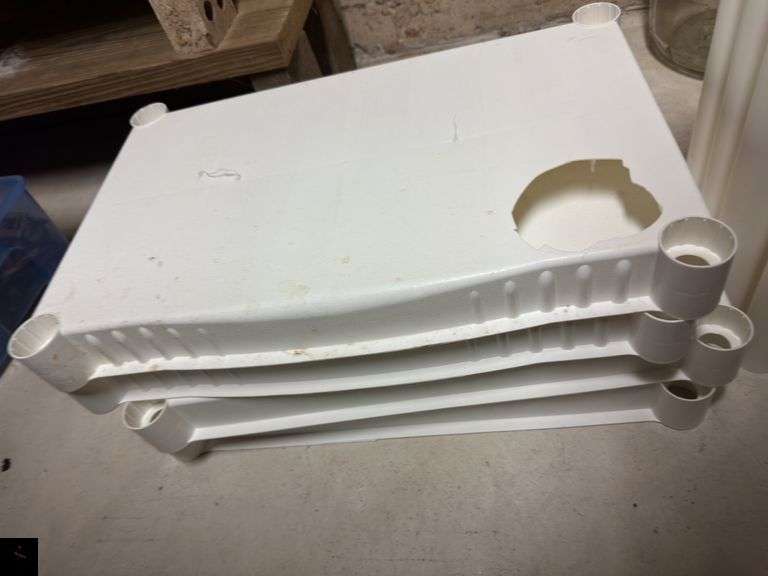 White Plastic Shelving Unit, Four Shelves (Disassembled)
