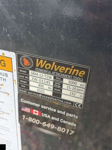 2025 Wolverine SBM-12-72W Skid Steer Sickle Bar Mower