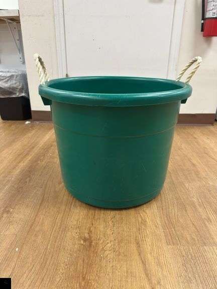 Large Heavy Duty Round Plastic Bin with Two Nylon Rope Handles