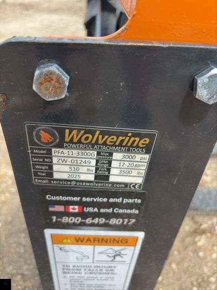 2025 Wolverine Skid Steer Hydraulic Adjustable Pallet Fork