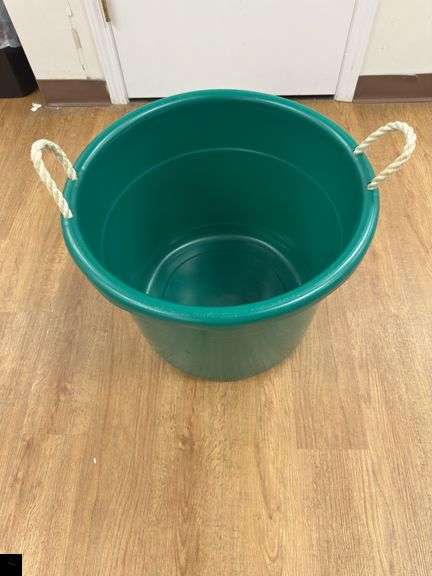 Large Heavy Duty Round Plastic Bin with Two Nylon Rope Handles