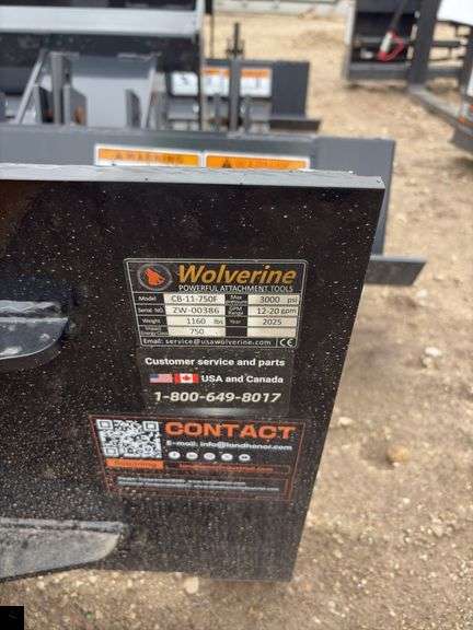 2025 Wolverine CB-11-750F Skid Steer Concrete Breaker Attachment
