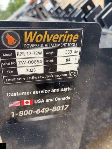 2025 Wolverine RPR-12-72W Skid Steer Ripper Attachment
