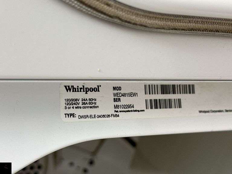 Whirlpool Dryer Model WED4815EW1