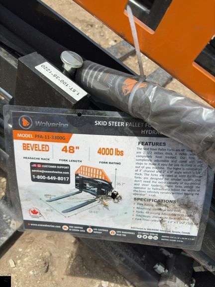 2025 Wolverine Skid Steer Hydraulic Adjustable Pallet Fork