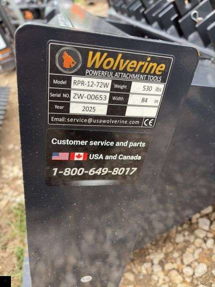 2025 Wolverine RPR-12-72W Skid Steer Ripper Attachment