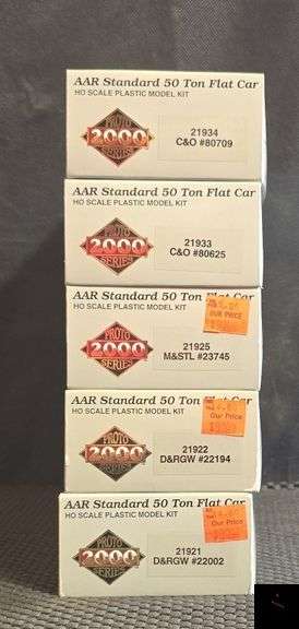 Lot of 5 HO Scale Proto 2000 AAR Standard 50 Ton Flat Car Model Kits