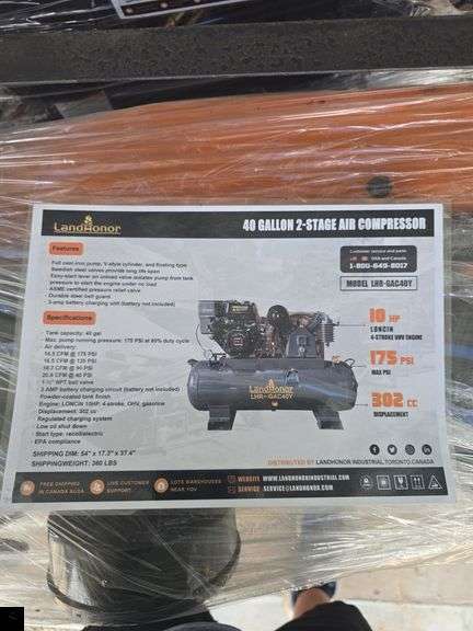2025 LandHonor LHR -GAC40Y Paladin 40 Gallon 2-Stage Truck Mounted Air Compressor