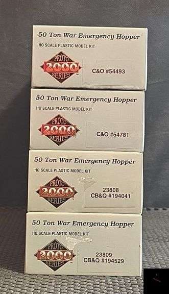 Lot of (4) Life-Like Proto 2000 Series 50 Ton War Emergency Hopper HO Scale Plastic Model Kits