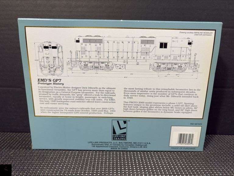Proto 2000 Series GP7 Locomotive CB&Q 201, HO Scale, Item 23557