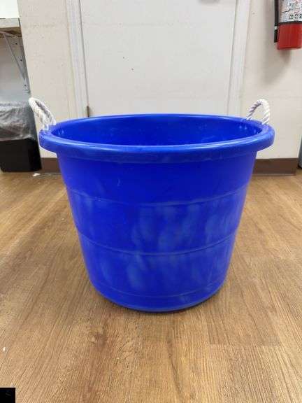 Large Heavy Duty Round Plastic Bin with Two Nylon Rope Handles