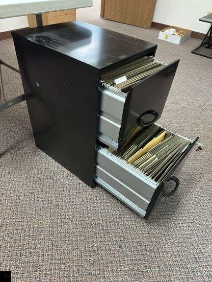 Locking metal two-drawer file cabinet with keys