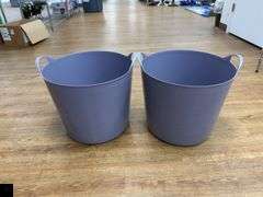 Pair of two-handled round plastic totes